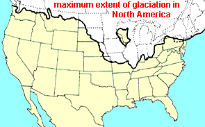 maximum extent of Pleistocene glaciation in North America