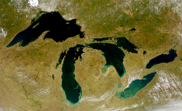 Great Lakes from space; courtesy of NASA/Goddard Space Flight Center, & ORBIMAGE