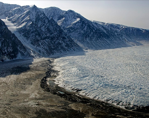 Terminal moraine, Wordie Glacier, Greenland; image courtesy of NASA, Michael Studinger and Wikimedia Commons