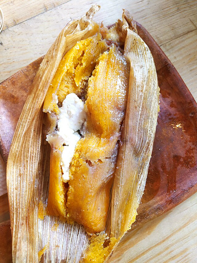 bean tamale in cornshuck bought in downtown Oaxaca, Oaxaca