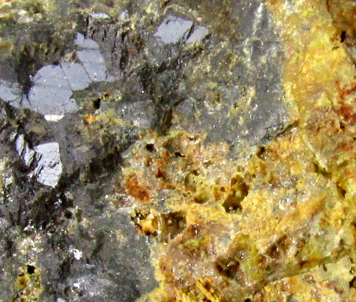 Galena, Lead Sulfide, PbS, showing 'impurities'