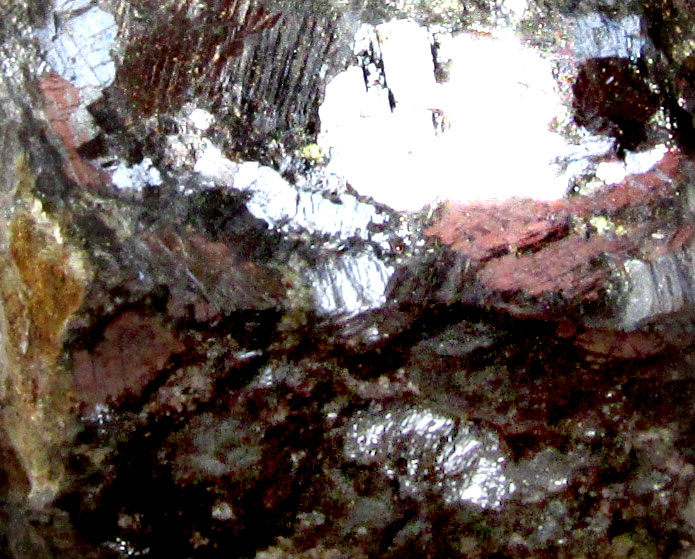 Galena, Lead Sulfide, PbS, close-up of 'impurities', maybe containing silver