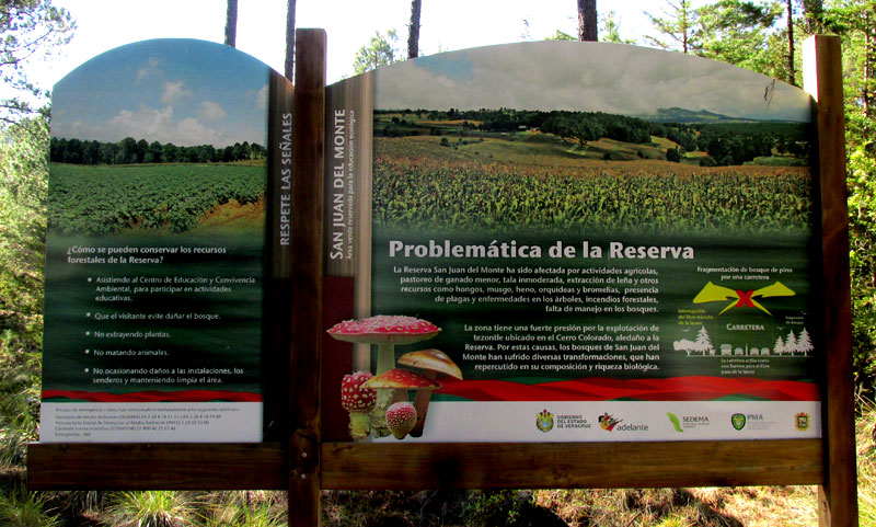 Information board at San Juan Ecological Reserve at Las Vigas near Xalapa, Veracruz, Mexico