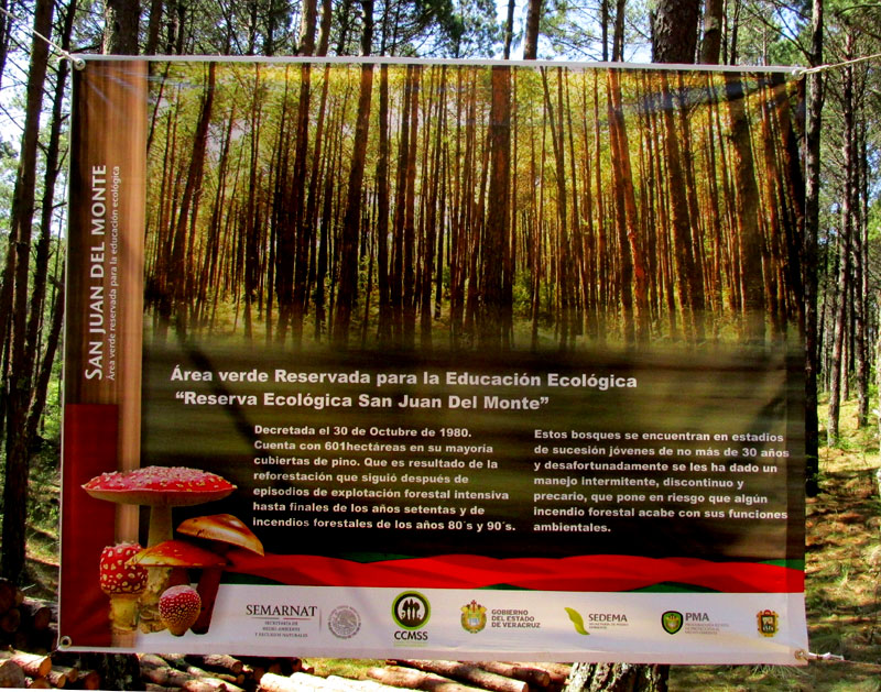 Information canvas at San Juan Ecological Reserve at Las Vigas near Xalapa, Veracruz, Mexico