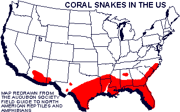Coral Snake distribution in the United States