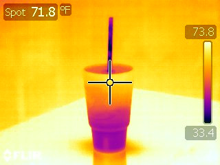 infrared picture of cold smoothie on a desk; picture courtesy of Mark Taylor & Wikimedia Commons