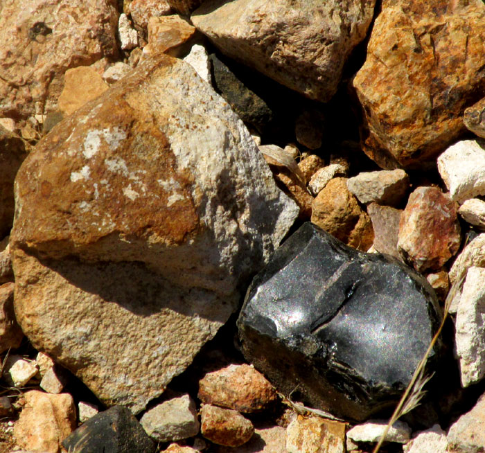 naturally occurring obsidian rock
