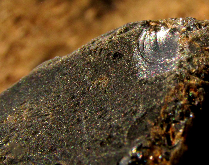 naturally occurring obsidian rock with conchoidal fracture